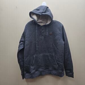 O'Neill Renzo Sherpa-Lined Button Front Pullover Hoodie Charcoal Grey Medium